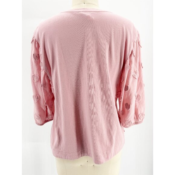 BIMBA Y LOLA Pink Heart Detailed 3/4 Sleeve Tee Cotton S - Picture 4 of 9
